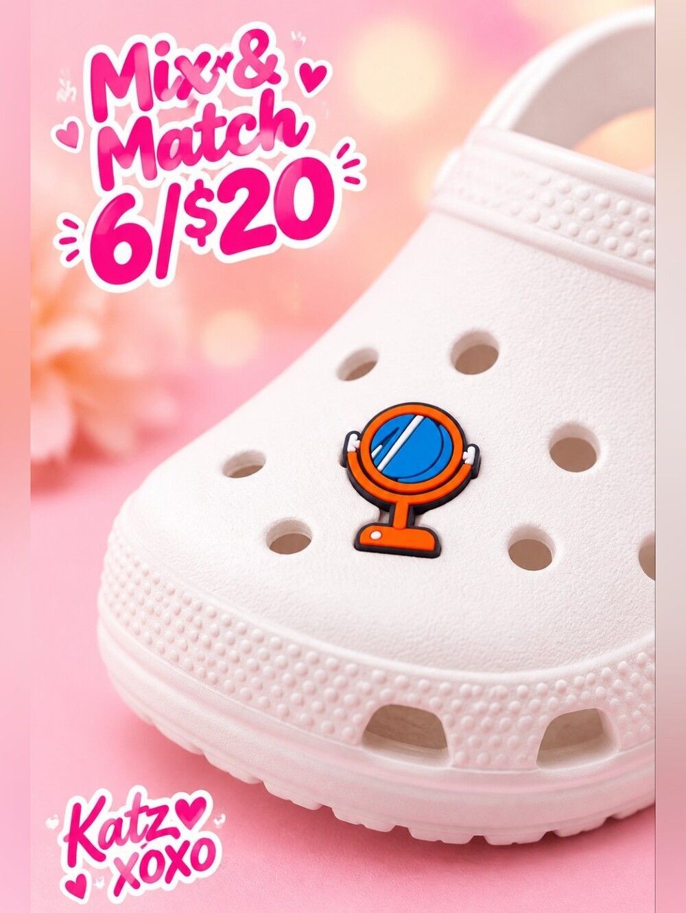 6/$20 Mirror Beauty Tools Croc Charm Shoe Jewelry Girly Jibbitz off-beat trends